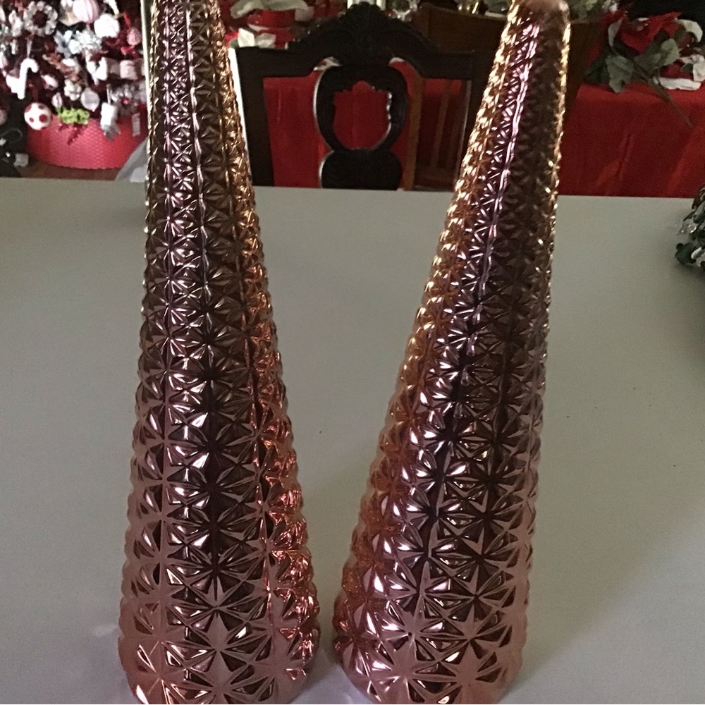 Elegant Rose Gold Decorative Cones